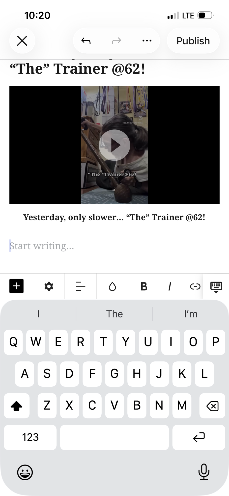 Yesterday, only slower… “The” Trainer @62!