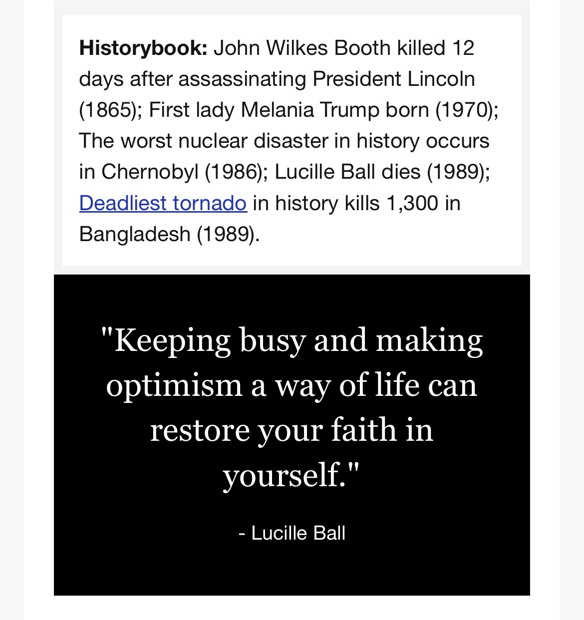 “Keeping busy and making optimism a way of life can restore your faith in yourself.”