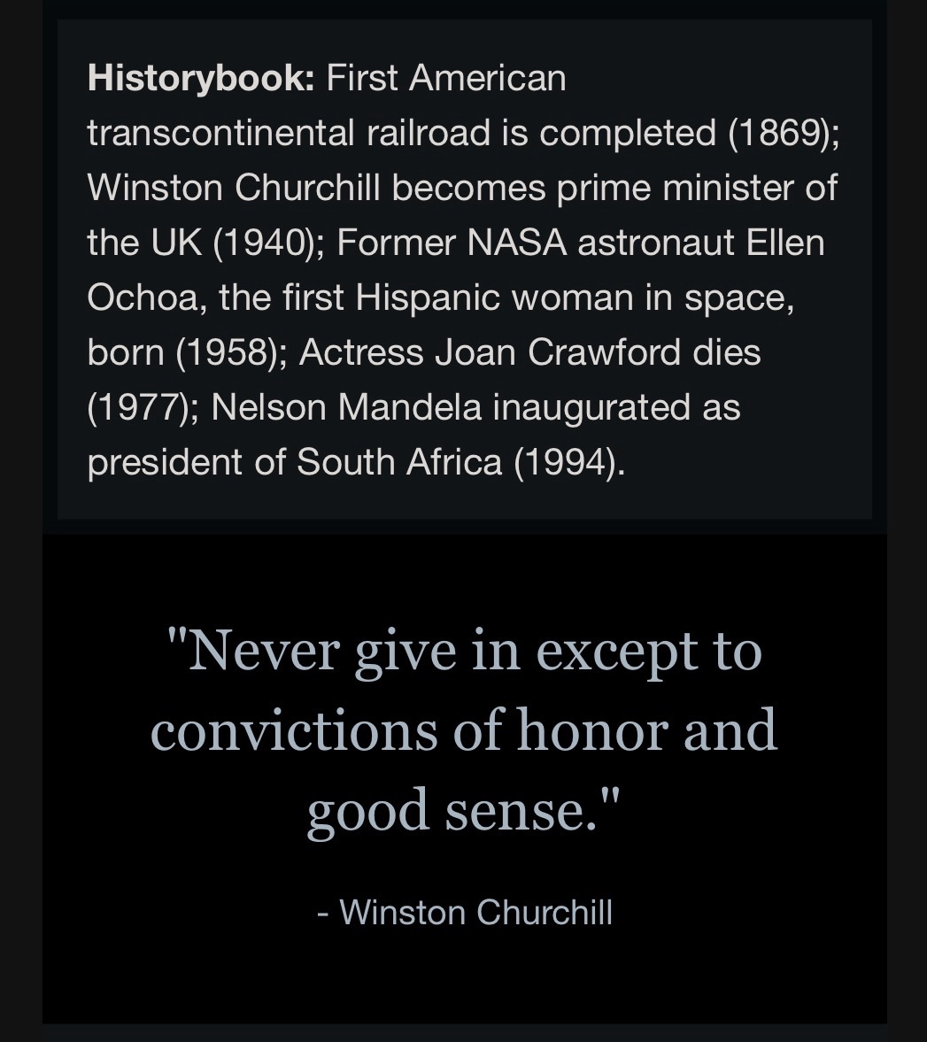 “Never give in except to convictions of honor and good sense.”