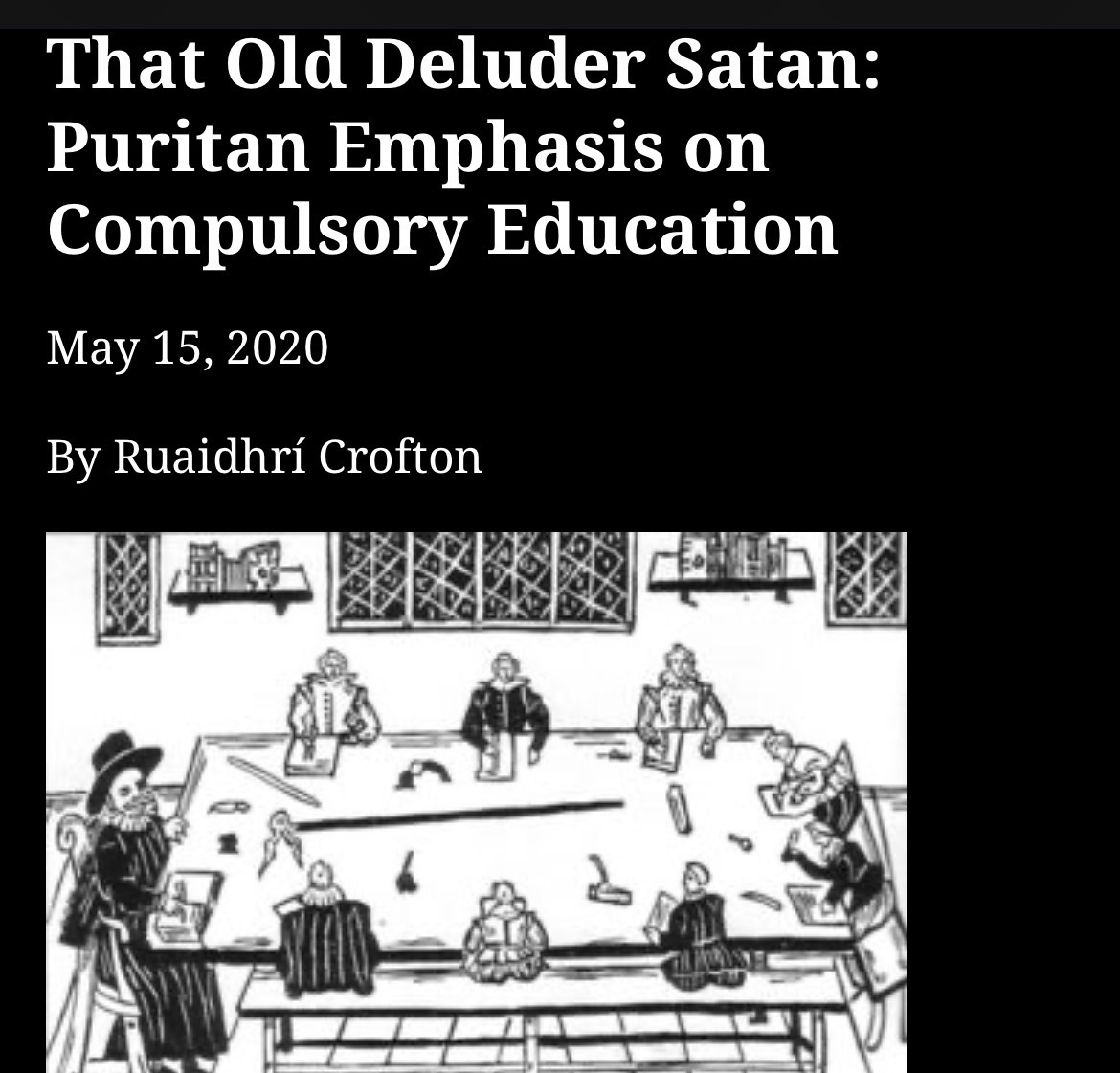 That Old Deluder Satan: Puritan Emphasis on Compulsory Education