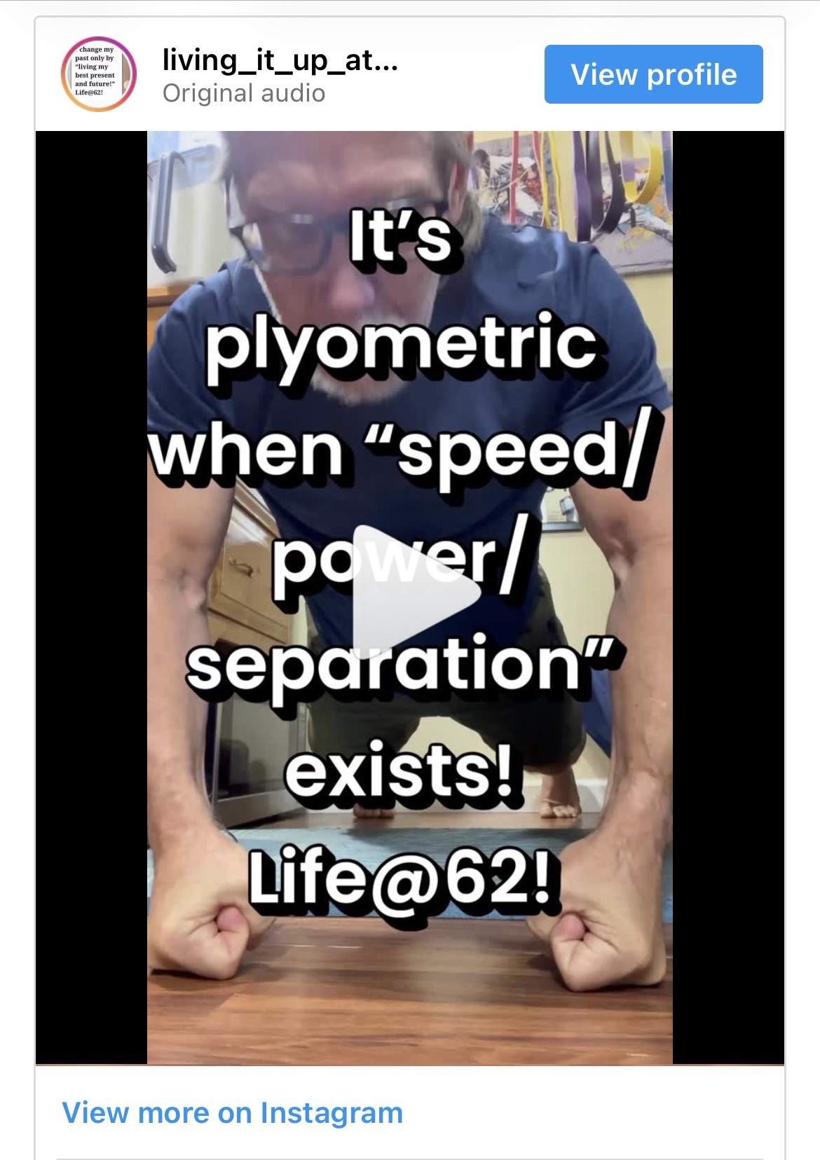 It’s plyometric when “speed/power/separation” exists!Life@62!