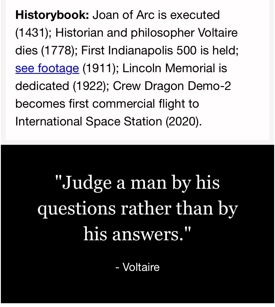 “Judge a man by his questions rather than by his answers.”