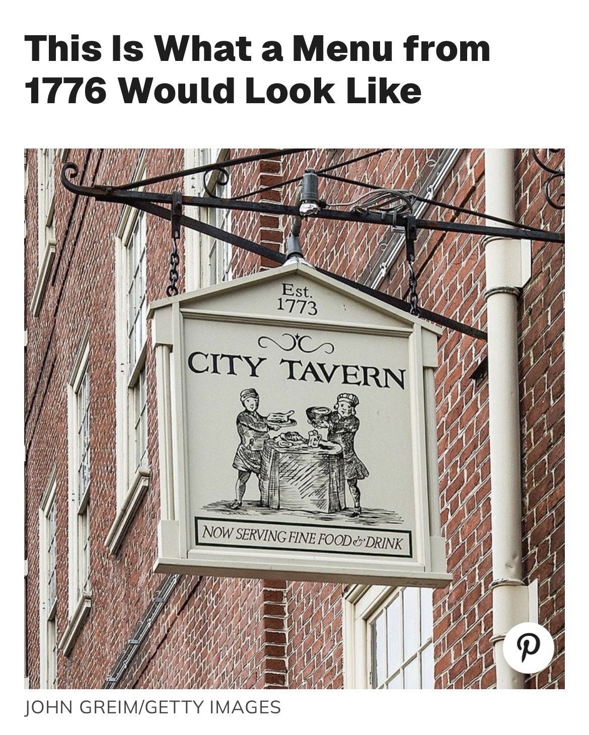 This Is What a Menu from 1776 Would Look Like