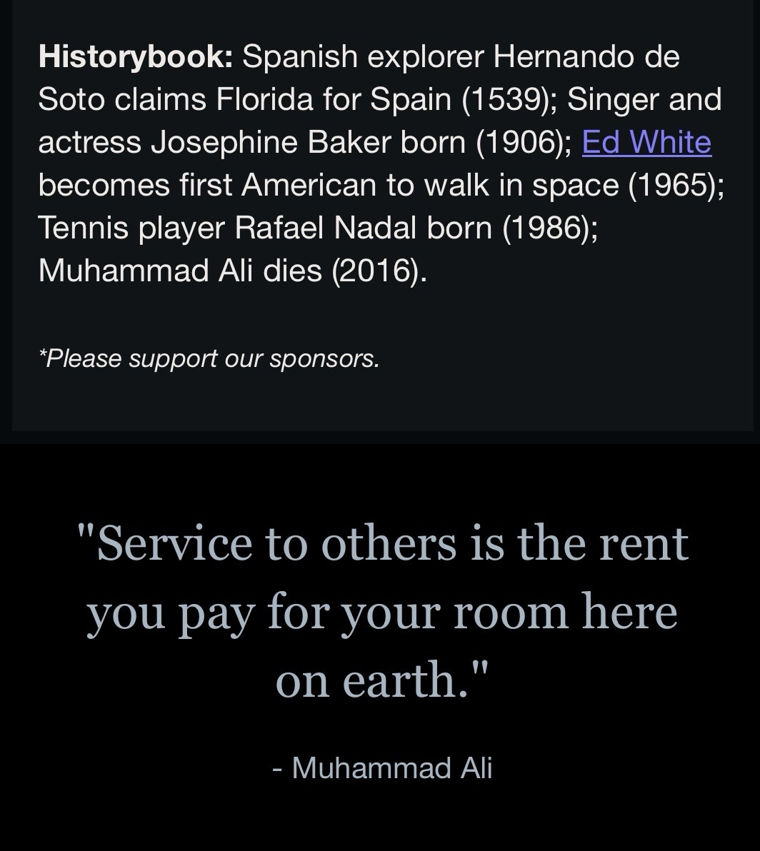 “Service to others is the rent you pay for your room here on earth.”