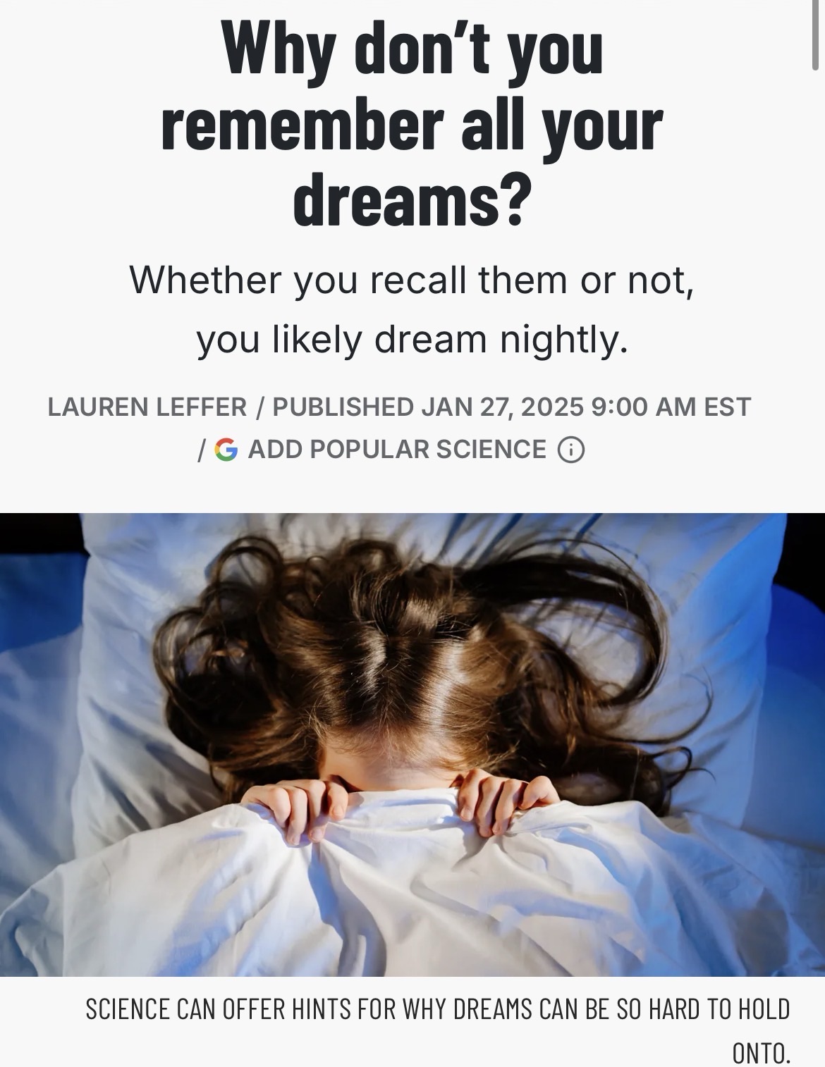 Why don’t you remember all your dreams?