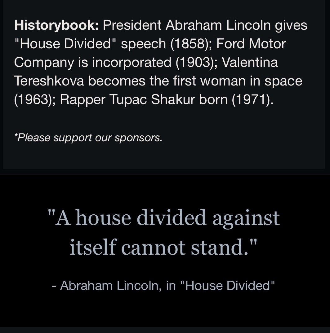 “A house divided against itself cannot stand.”