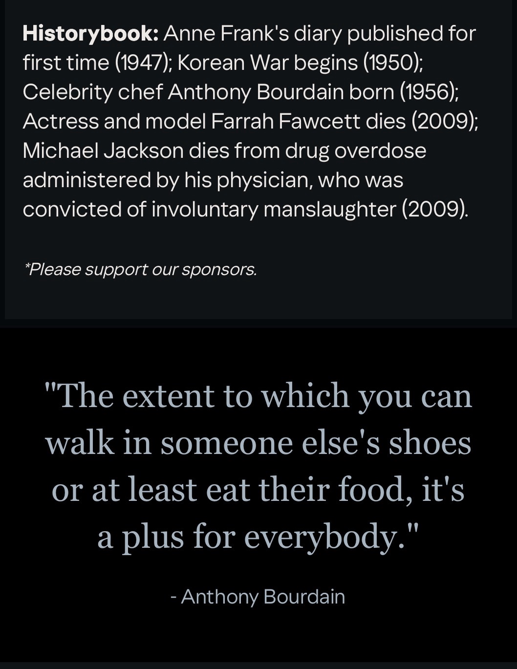 “The extent to which you can walk in someone else’s shoes or at least eat their food, it’s a plus for everybody.”